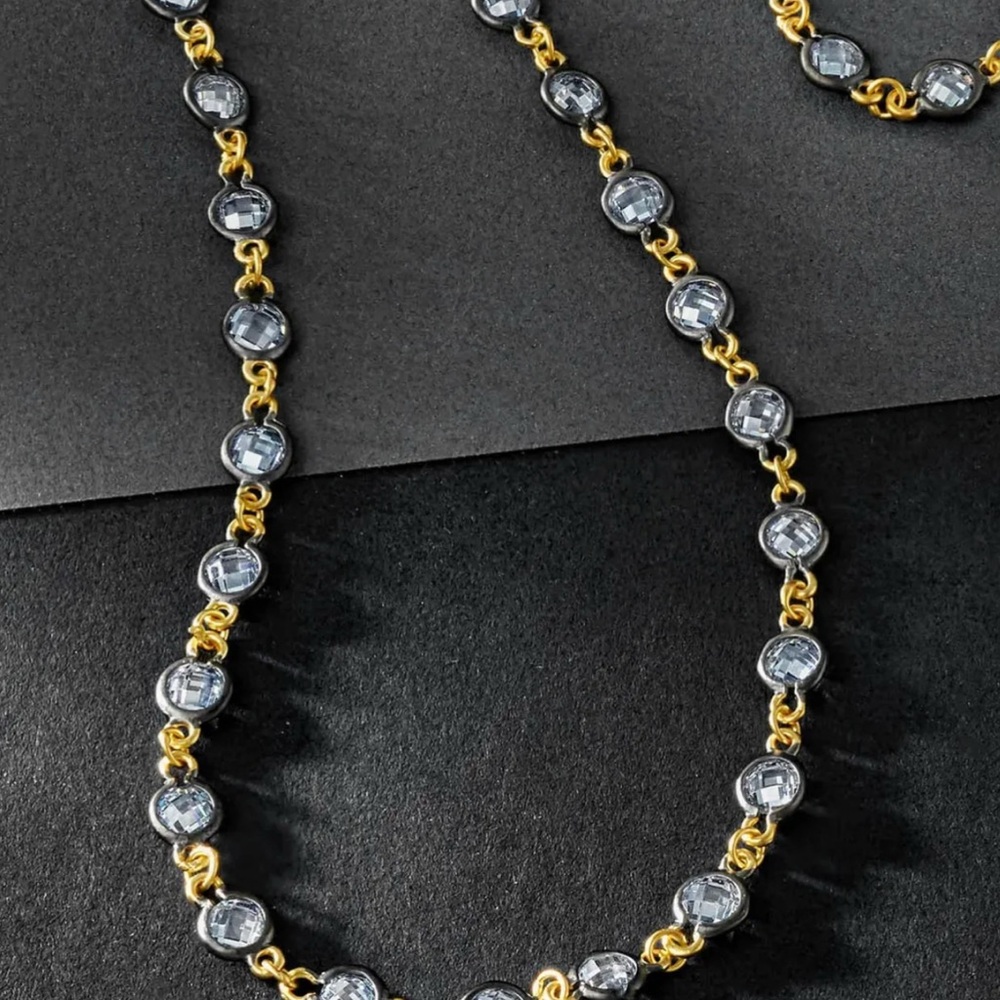 FREIDA ROTHMAN FACETED STONES WRAP CHAIN NECKLACE 16”-18” Adjustable - Picture 5 of 8